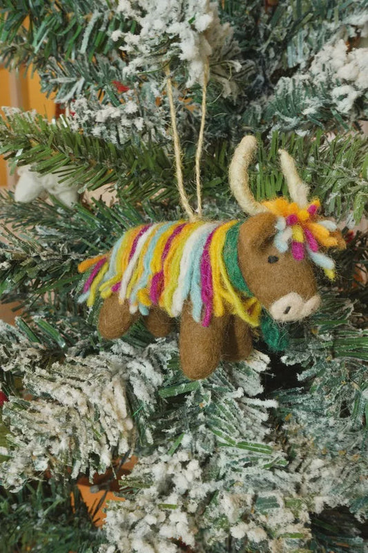 Hughie The Highland Cow Christmas Decoration