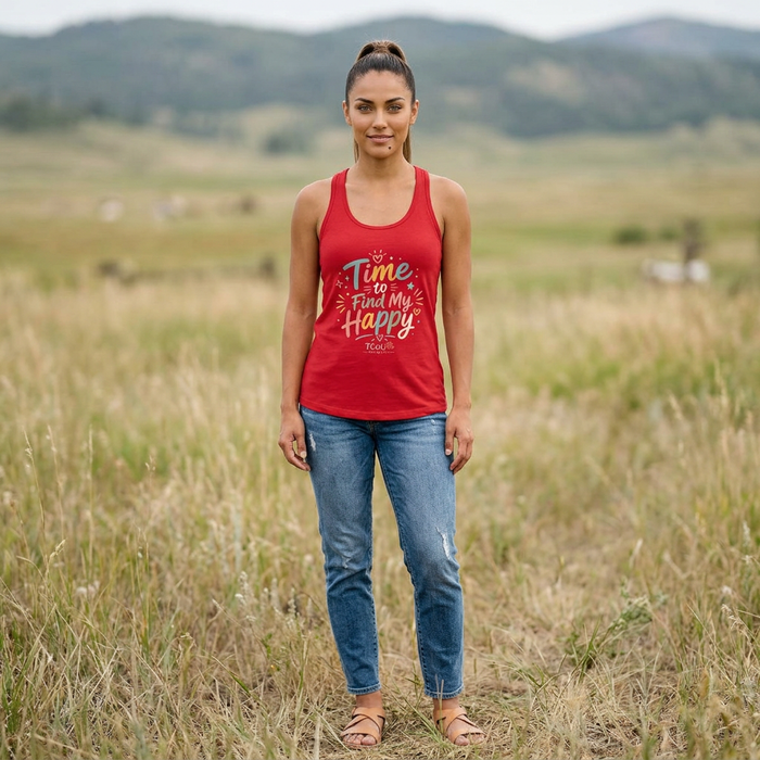 "I'm on Time-Out, Time to Find My Happy", Women's Racerback Tank Top