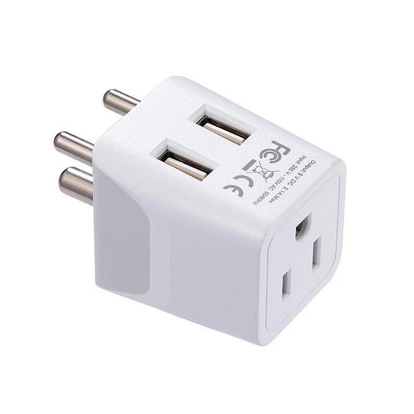India Travel Adapter Plug Combo - Type C, D | Dual USB - Indian Combo (CTU-9C-10)