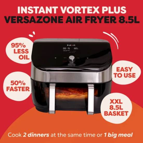Instant Pot Vortex Versa zone Fryer with Clear Cook, 8.5Lit, 1700Watts, Black