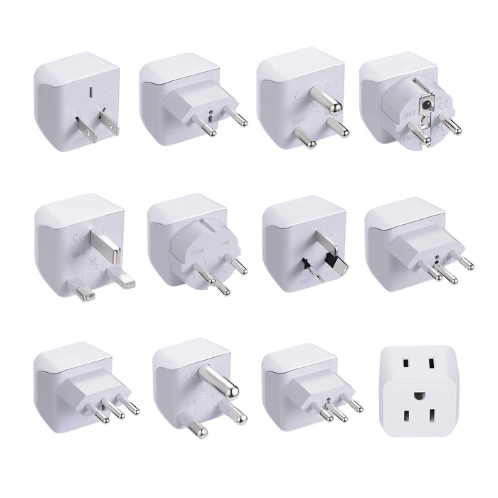 International Travel Adapter Plug Set - 11 pcs 2 in 1 Compact (CT-11PK)