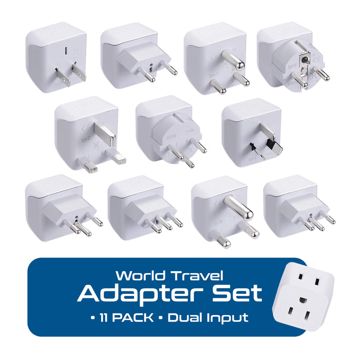 International Travel Adapter Plug Set - 11 pcs 2 in 1 Compact (CT-11PK)