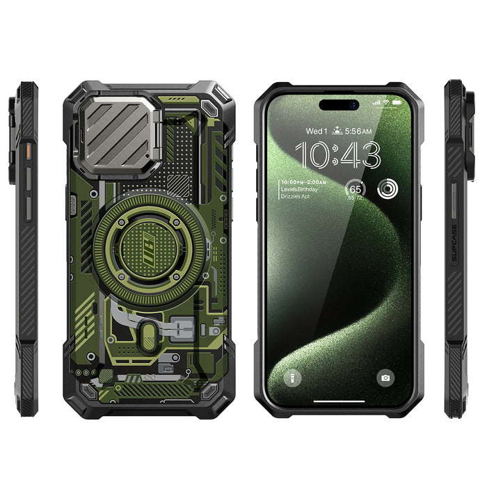 iPhone 15 Pro Max 6.7 inch Unicorn Beetle MAG XT MagSafe Case- Green Circuit