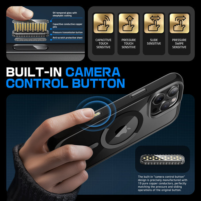 iPhone 16 Pro Max 6.9 inch Unicorn Beetle MAG Slim Clear MagSafe Camera Control Button Case-Black