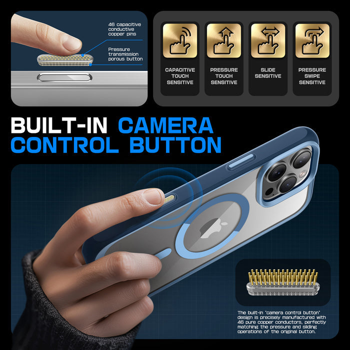 iPhone 16 Pro Max 6.9 inch Unicorn Beetle MAG Slim Clear MagSafe Camera Control Button Case(open box)-Blue