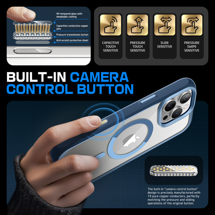 iPhone 16 Pro Max 6.9 inch Unicorn Beetle MAG Slim Clear MagSafe Camera Control Button Case-Blue