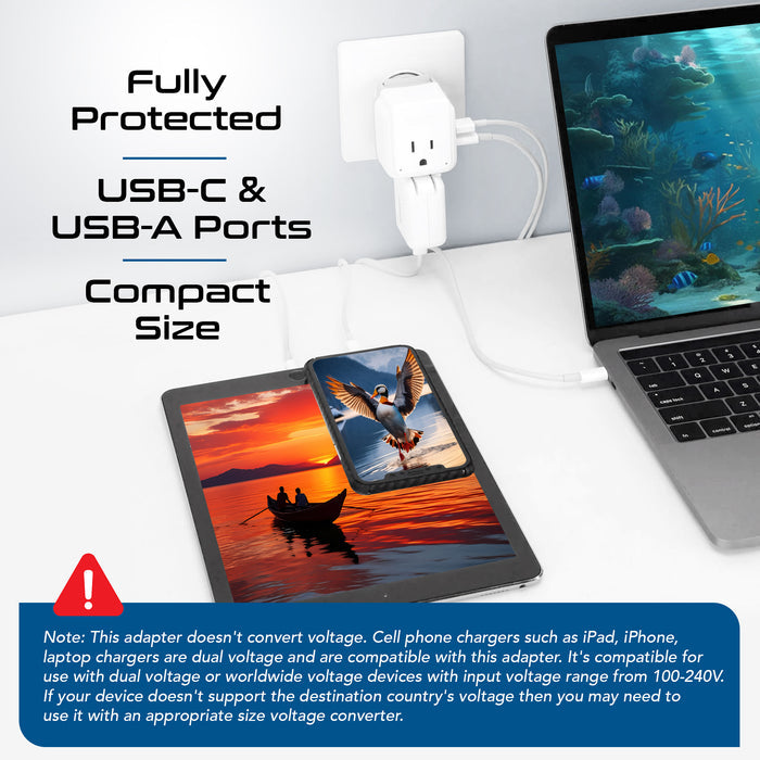 Israel, Jordan, Middle East Travel Adapter Set | Type C, G, H - USB & USB-C Ports + 2 US Outlets (PAK-ME)