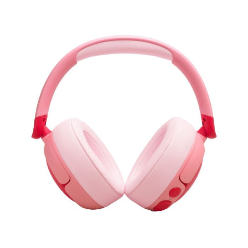 Pink headphones on a white background