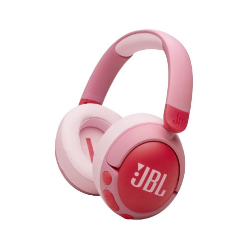 Pink JBL headphones on a white background