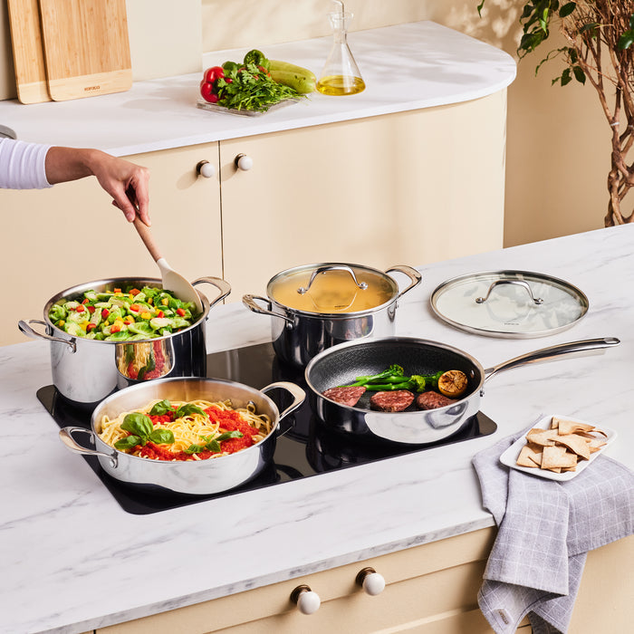 Karaca 3Ply, Batterie de Cuisine à Induction 7 pièces, Argentée
