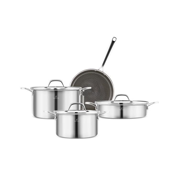 Karaca 3Ply, Batterie de Cuisine à Induction 7 pièces, Argentée