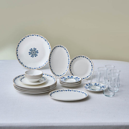 Karaca Bone China İznik Service 26 pièces pour 6 personnes, Multicolore