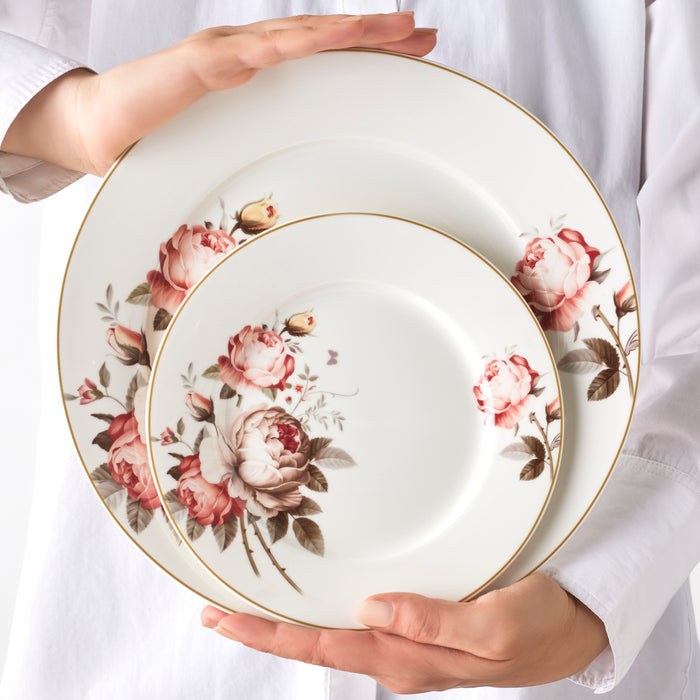 Karaca Bone China Rosie Service de Table 24 Pièces pour 6 Personnes, Multicolore