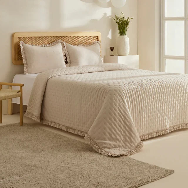 Karaca Home Fiona Ensemble Couvre-lit, Double, Beige