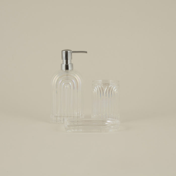Karaca Home Gleam Set de 3 Accessoires de Salle de Bain Nacré