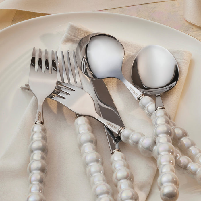 Karaca Pearl Service De Couverts 24 Pièces Pour 6 Personnes, Argent