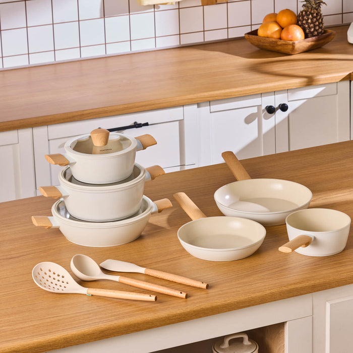Karaca Swiss Crystal Almond Cream Set de 12 ustensiles de cuisine