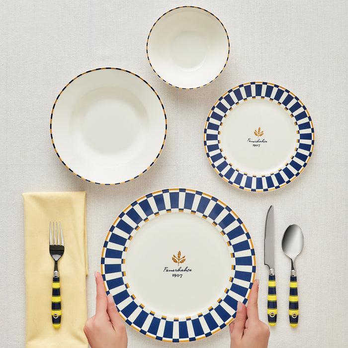 Karaca x Fenerbahçe Service de Table Forever Bone Sous Licence 24 Pièces pour 6 Personnes