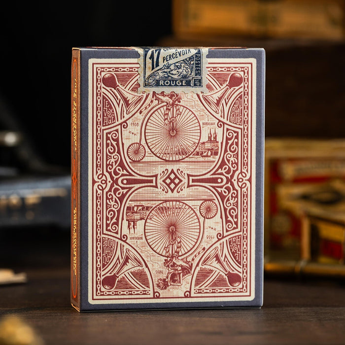 Le Voyage du Chat RougePlaying card box with vintage bicycle design featuring a cat by Stockholm17