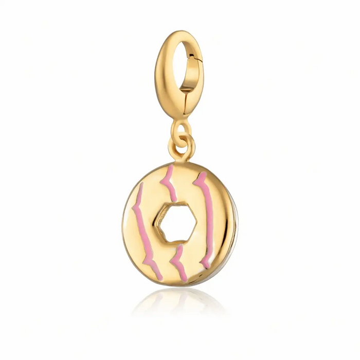 Lily Charmed Gold Party Ring Charm With Pink Enamel