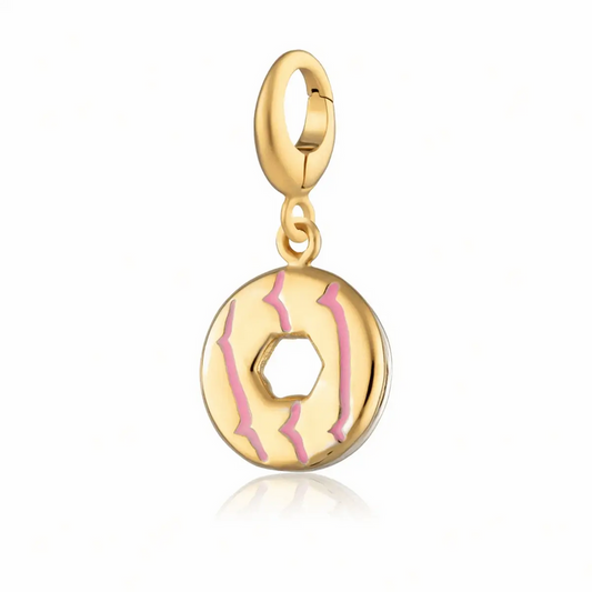 Lily Charmed Gold Party Ring Charm With Pink Enamel