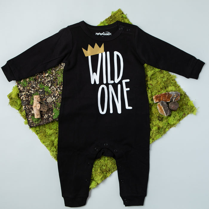 Long Sleeve Wild One First Birthday Romper