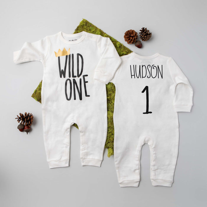 Long Sleeve Wild One First Birthday Romper
