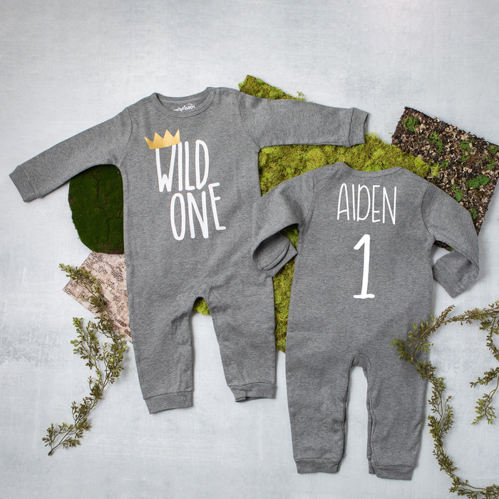 Long Sleeve Wild One First Birthday Romper