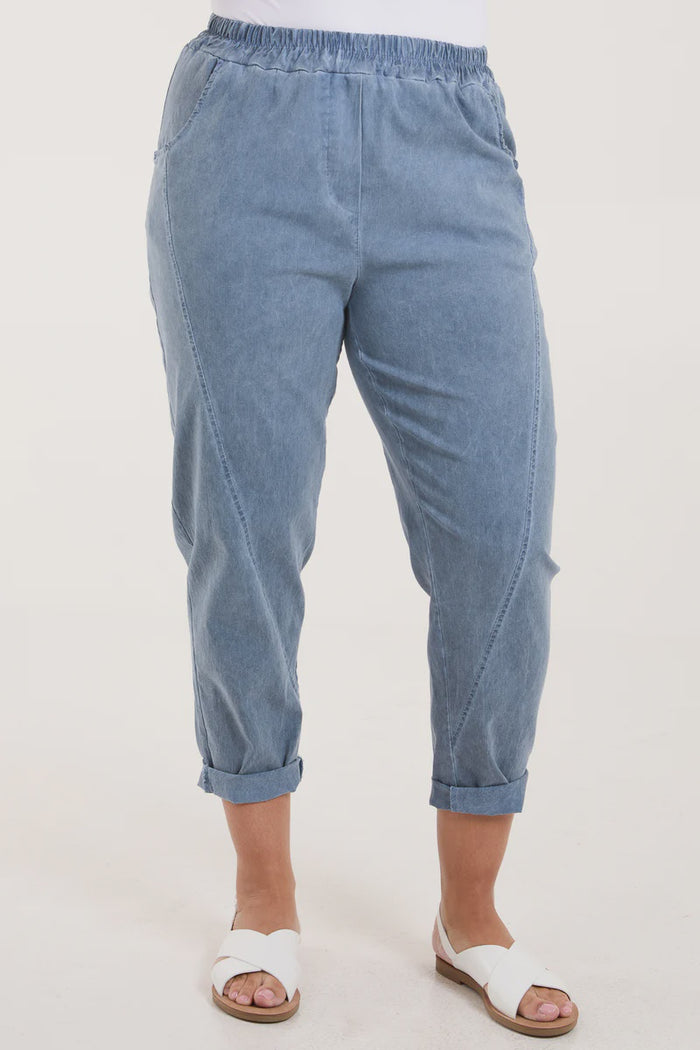 Mabel Stone Washed Magic Trousers - Dark Denim