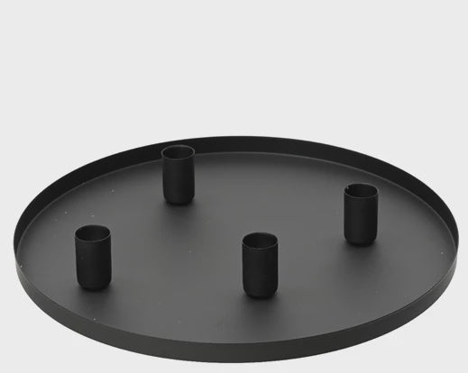 Matt Black Tray Candle Holder
