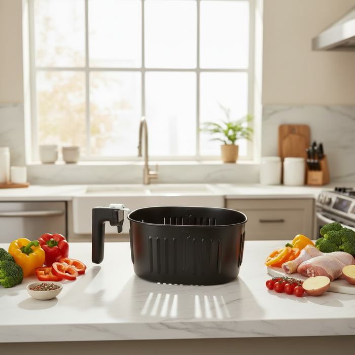Milex Easy-Load Fry Basket for Power Air Fryer XXXL – Black Non-Stick Replacement Basket