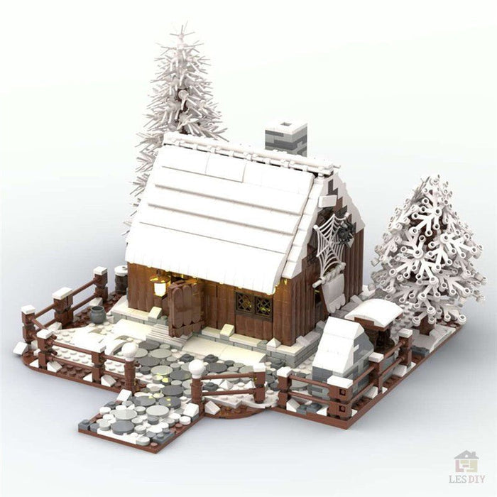 MOC Bergwald Winter Holzhaus mit Kamin - LesDiy - Klemmbausteine