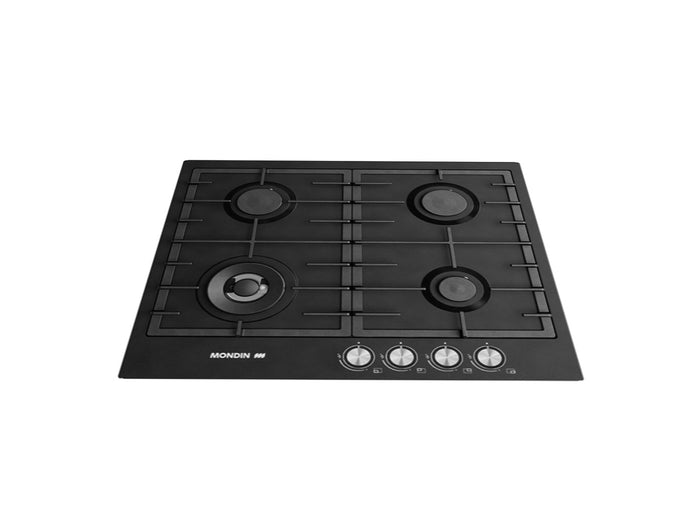 Mondin Built in Hob Gas with Safety, 60Cm, Cast Iron, Black