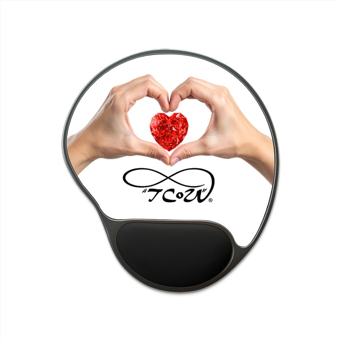 MOUSE PAD-TCoU- Take Care of YOU -- Heart - Hands Mouse Pad with Ergonomic Wrist Rest — ‘TCoU’ Infinity Love Design