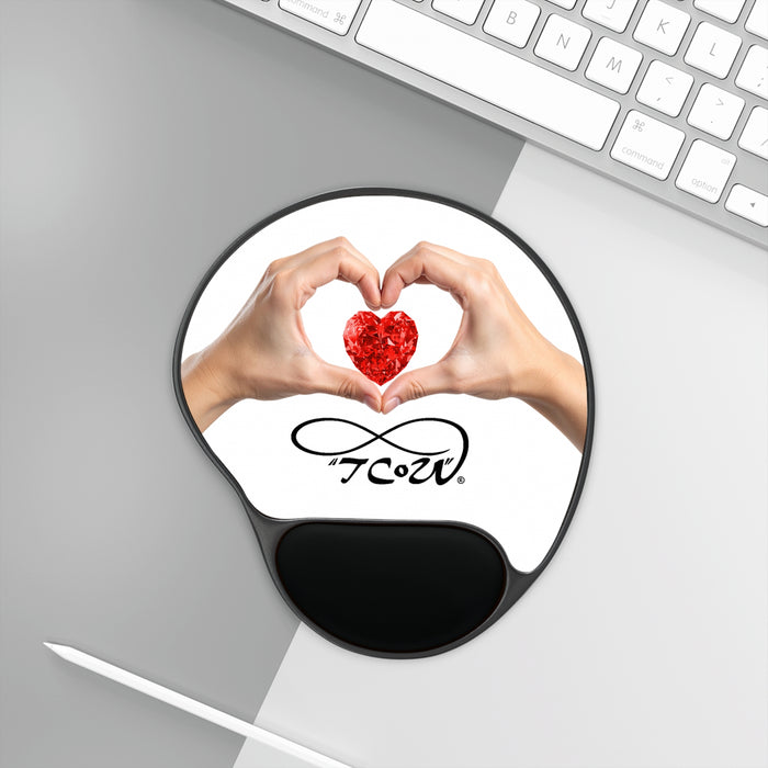 MOUSE PAD-TCoU- Take Care of YOU -- Heart - Hands Mouse Pad with Ergonomic Wrist Rest — ‘TCoU’ Infinity Love Design