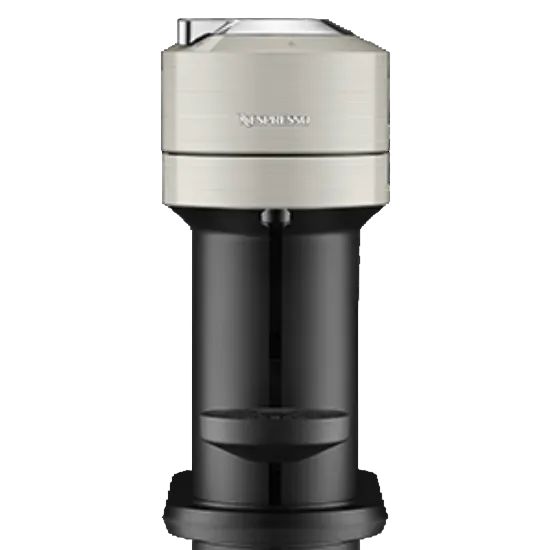 Black and silver coffee machine on a white background