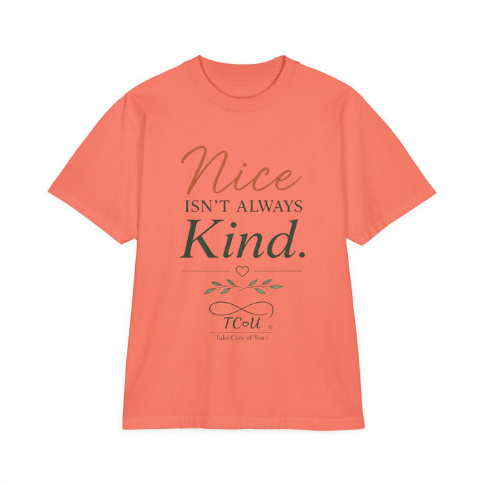 Coral t-shirt with motivational quote on a gray background