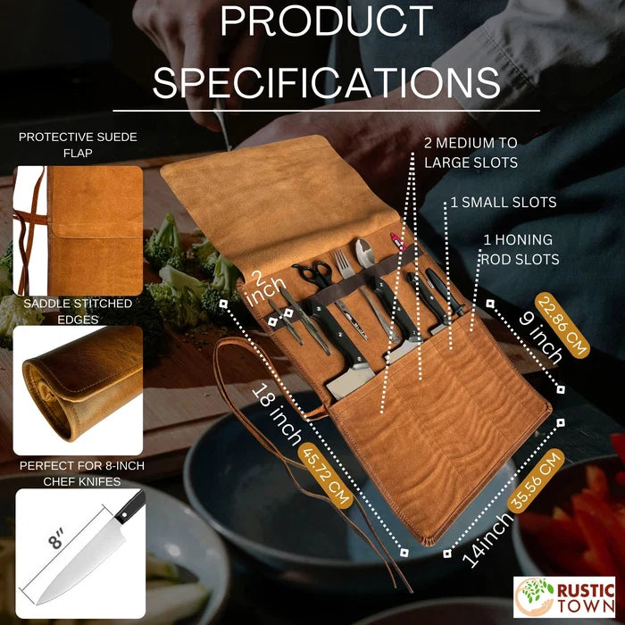 Nomad Leather Knife Roll - Chef's Knife Case Holder