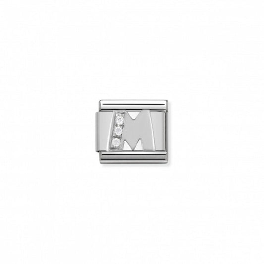 Nomination Classic Link Alphabet Silver and Cubic Zirconia Letter M Charm