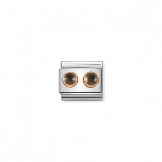 Nomination Classic Link Double Stones 9K Rose Gold and Smoky Quartz