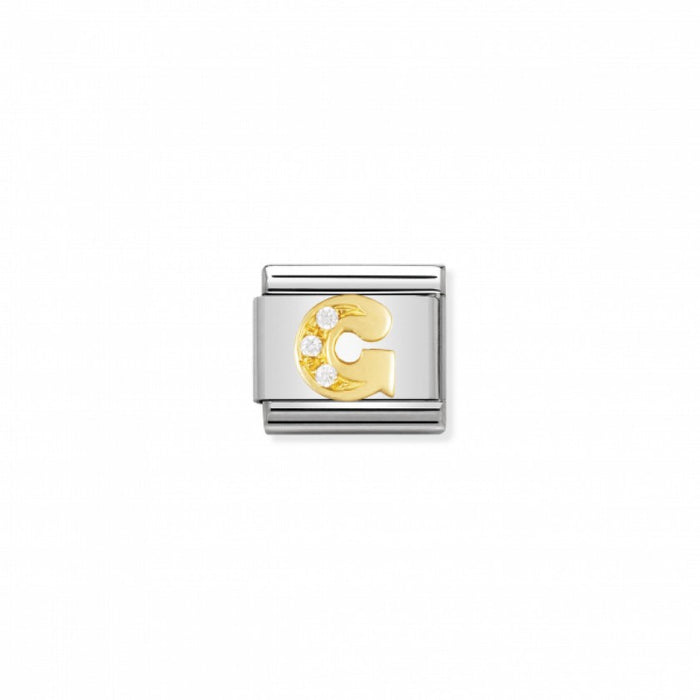Nomination Classic Link Gold and Cubic Zirconia Letter G Charm