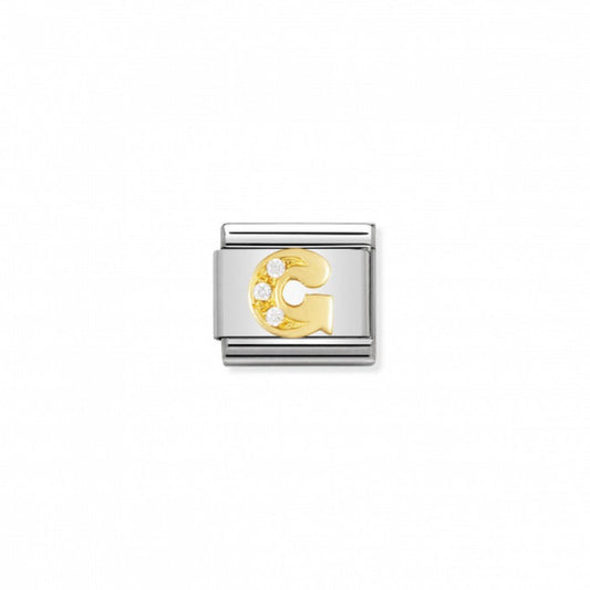 Nomination Classic Link Gold and Cubic Zirconia Letter G Charm