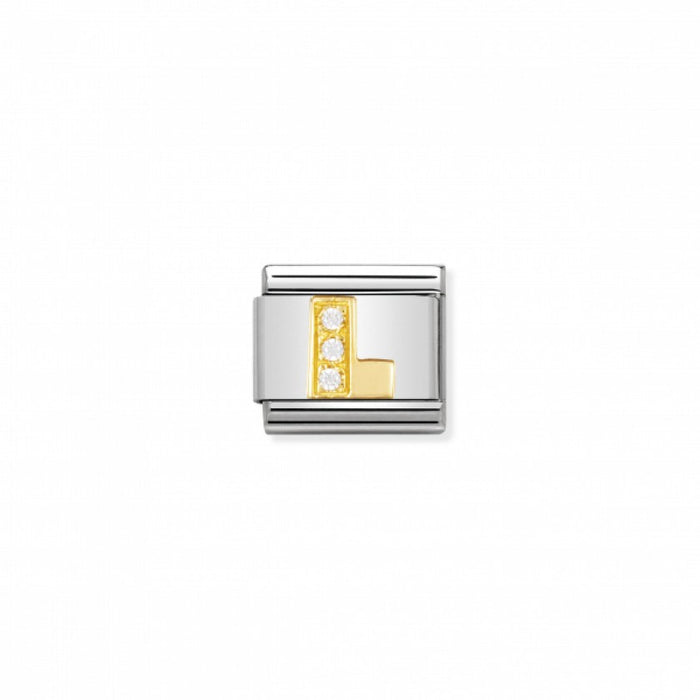 Nomination Classic Link Gold and Cubic Zirconia Letter L Charm