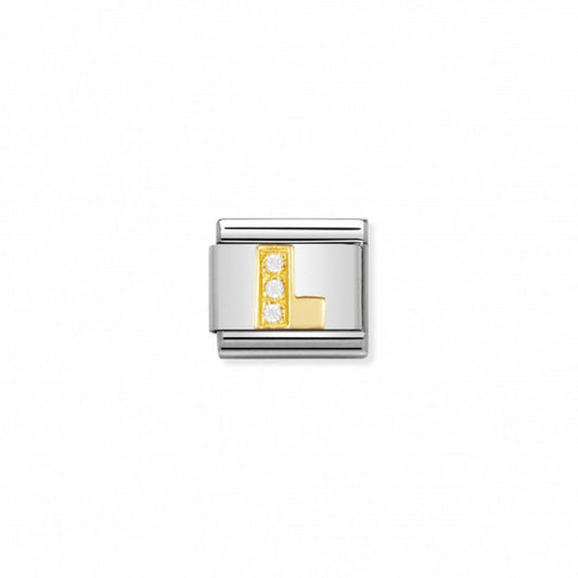 Nomination Classic Link Gold and Cubic Zirconia Letter L Charm