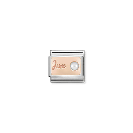 Nomination Classic Link Stone of the Month Rose Gold June White Pearl