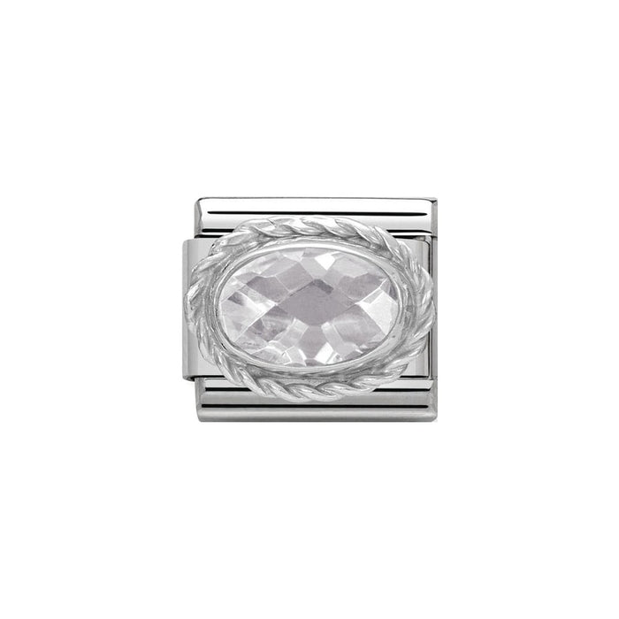 Nomination Classic Link Twisted Setting Faceted Cubic Zirconia White Charm