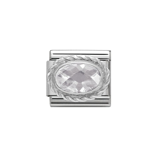 Nomination Classic Link Twisted Setting Faceted Cubic Zirconia White Charm