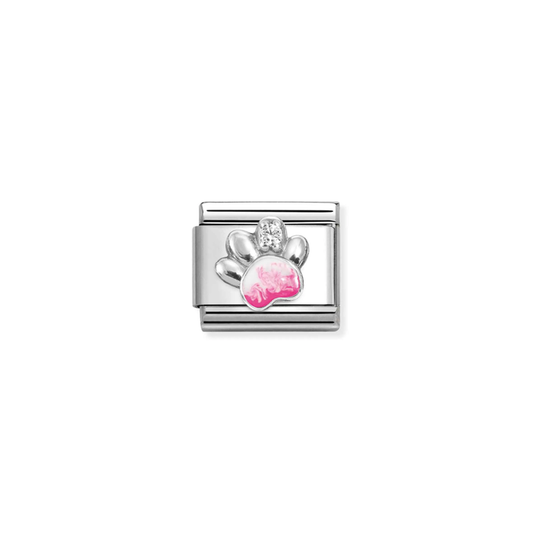 Nomination Classic Silver CZ & Pink Paw Charm