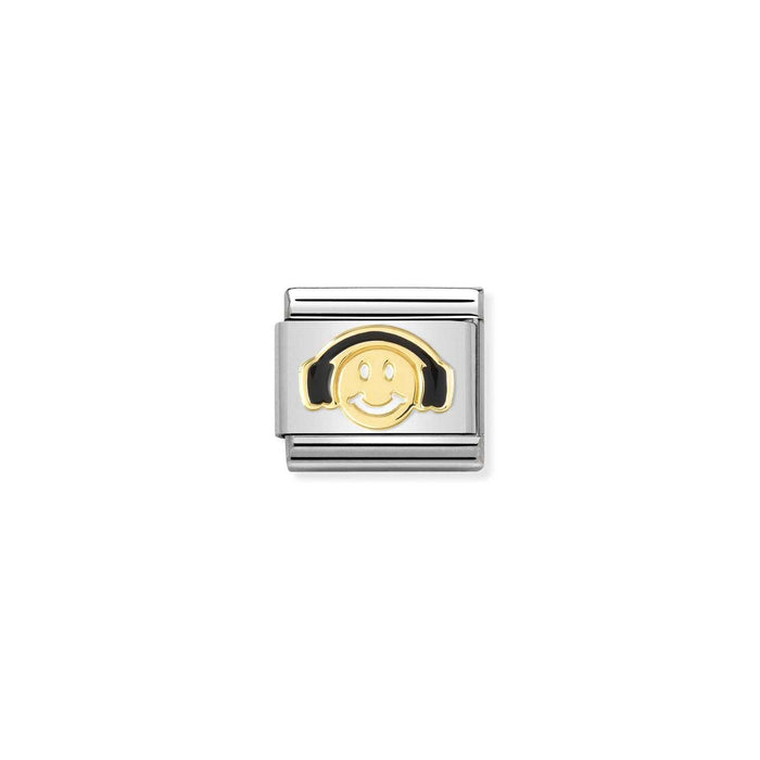 Nomination Composable Classic Gold Charm - Smile With Headphones