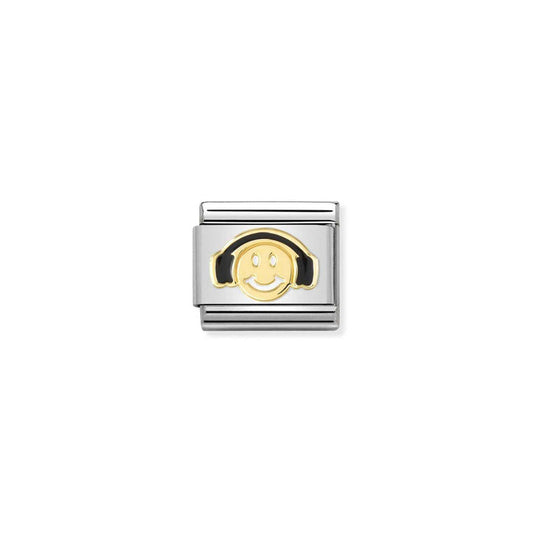 Nomination Composable Classic Gold Charm - Smile With Headphones